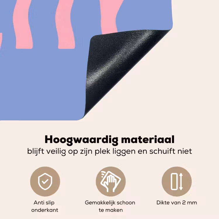 Pretty - Roze - Blauw - Golvend Inductie beschemer met haakjes klein -ky-onderkant-nl