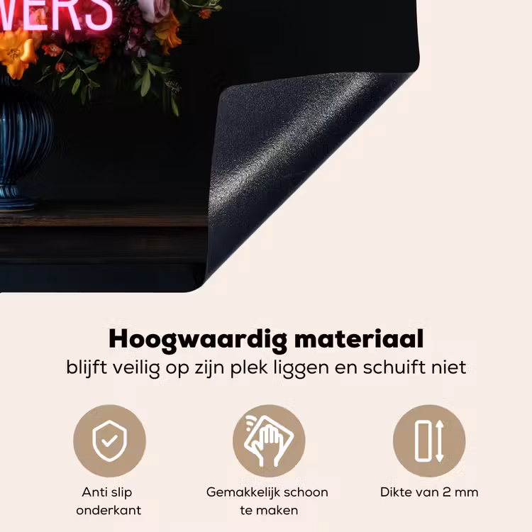 Quote - Bloemen - Vaas - Neon Inductie beschemer met haakjes klein -ky-onderkant-nl