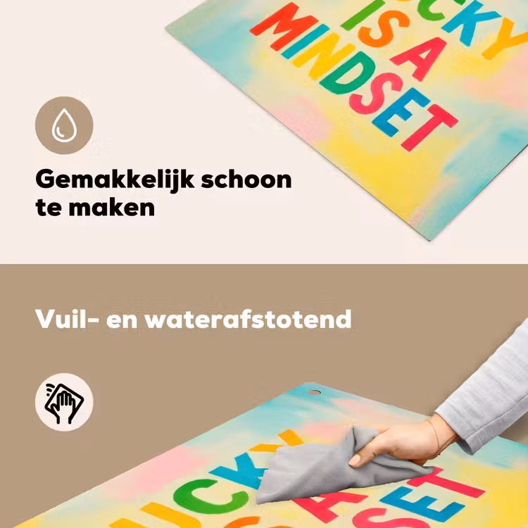 Quote - Lucky - Regenboogkleuren Inductie beschemer met haakjes middel -ky-schoon-nl