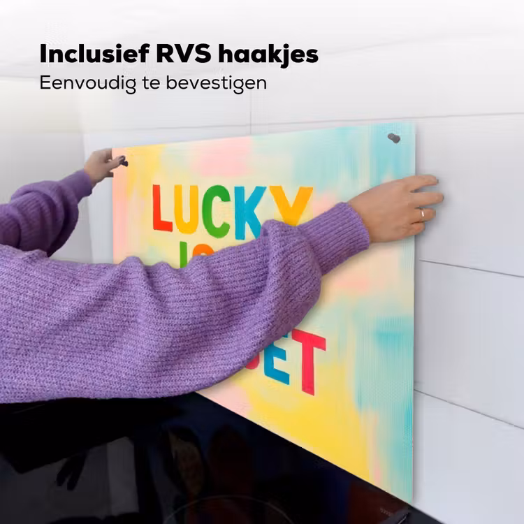 Quote - Lucky - Regenboogkleuren Inductie beschemer met haakjes middel -ky-ophangen-nl