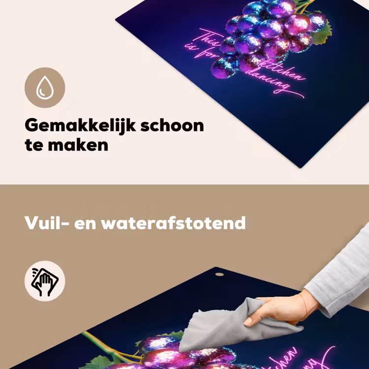 Quote - Neon - Disco - Druiven Inductie beschemer met haakjes klein -ky-schoon-nl