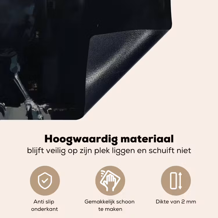 Raaf - Vogels - Zwart Inductie beschemer met haakjes klein -ky-onderkant-nl