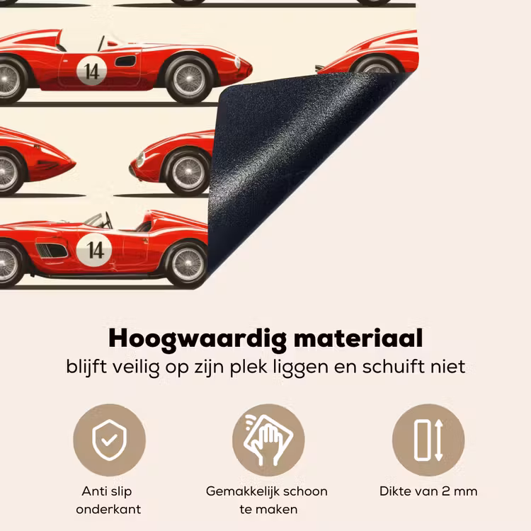 Raceauto - Retro - Rood Inductie beschemer met haakjes klein 777 -ky-onderkant-nl