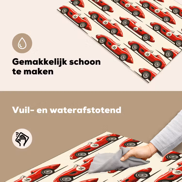 Raceauto - Retro - Rood Inductie beschemer met haakjes klein 777 -ky-schoon-nl