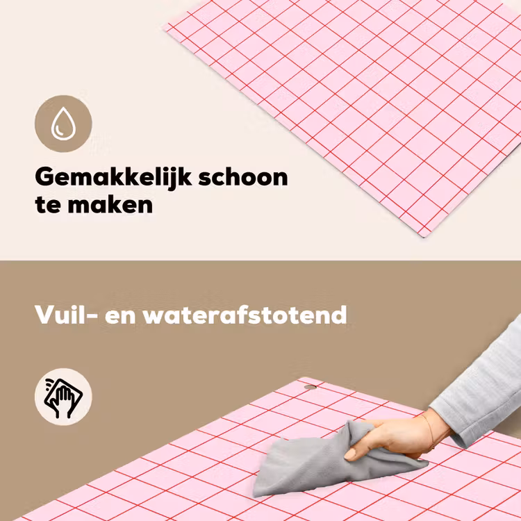 Raster - Patroon - Roze Inductie beschemer met haakjes klein 777 -ky-schoon-nl