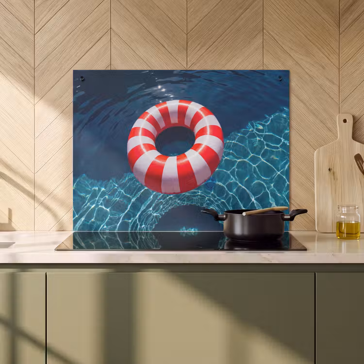 Recreatie - Water - Zomer - Rood - Wit Inductie beschemer met haakjes klein -sfeer2