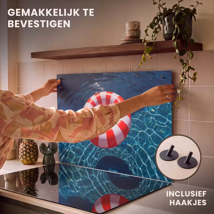 Recreatie - Water - Zomer - Rood - Wit Inductie beschemer met haakjes klein -ky-ophangen-nl
