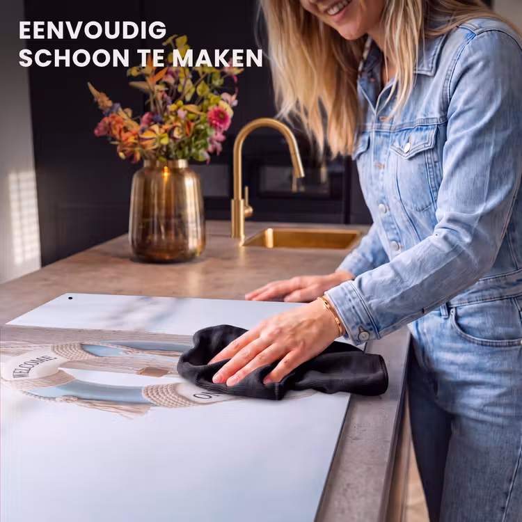 Reddingsboei - Maritiem - Welkom - Blauw - Wit Inductie beschemer met haakjes klein -ky-schoon-nl