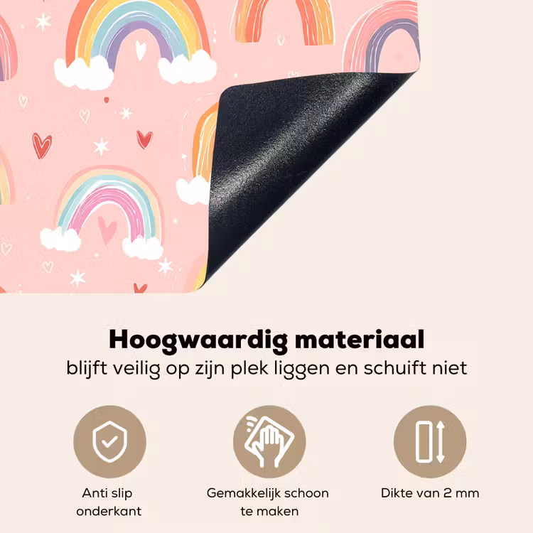 Regenboog - Patroon - Pastel - Handgetekend Inductie beschemer met haakjes middel -ky-onderkant-nl
