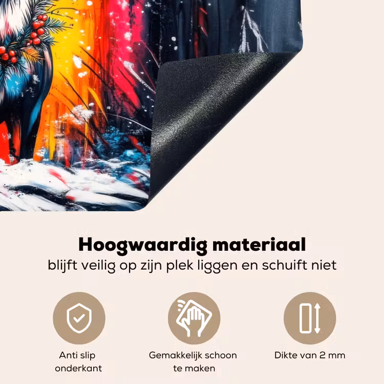 Rendier - Gewei - Krans - Kleurrijk Inductie beschemer met haakjes klein -ky-onderkant-nl
