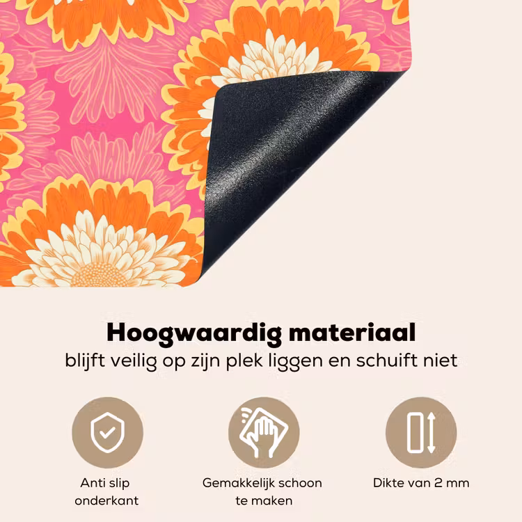 Retro - Bloemen - Kleurrijk Inductie beschemer met haakjes klein 777 -ky-onderkant-nl