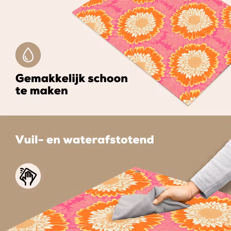 Retro - Bloemen - Kleurrijk Inductie beschemer met haakjes klein 777 -ky-schoon-nl