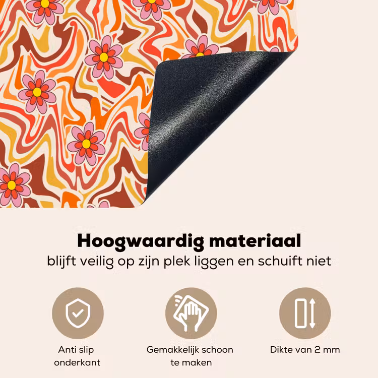 Retro - Bloemen - Patroon Inductie beschemer met haakjes klein 777 -ky-onderkant-nl