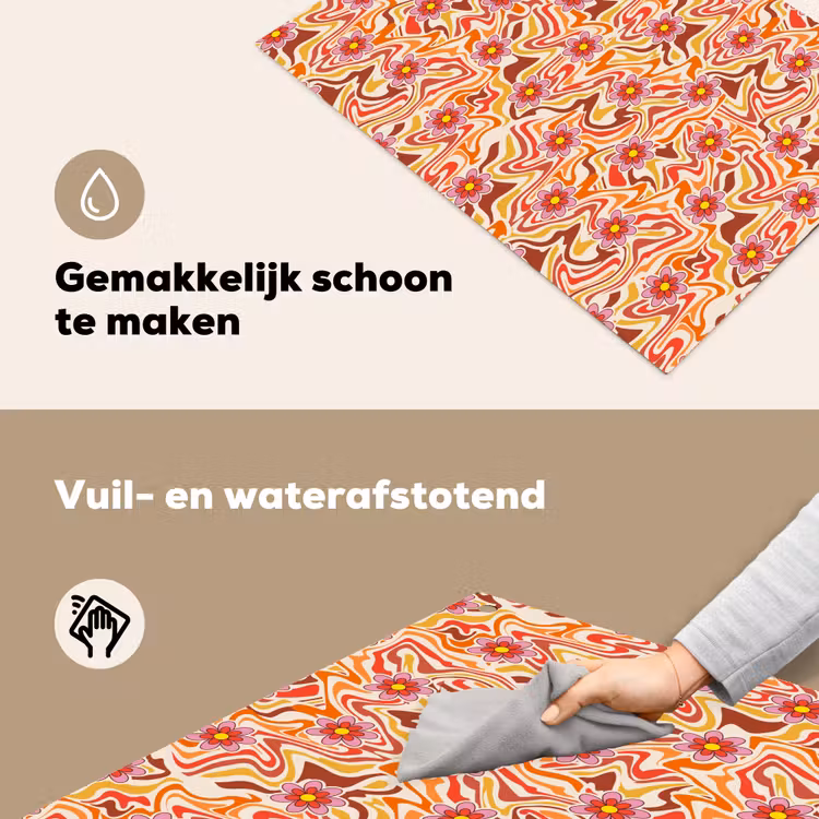 Retro - Bloemen - Patroon Inductie beschemer met haakjes klein 777 -ky-schoon-nl