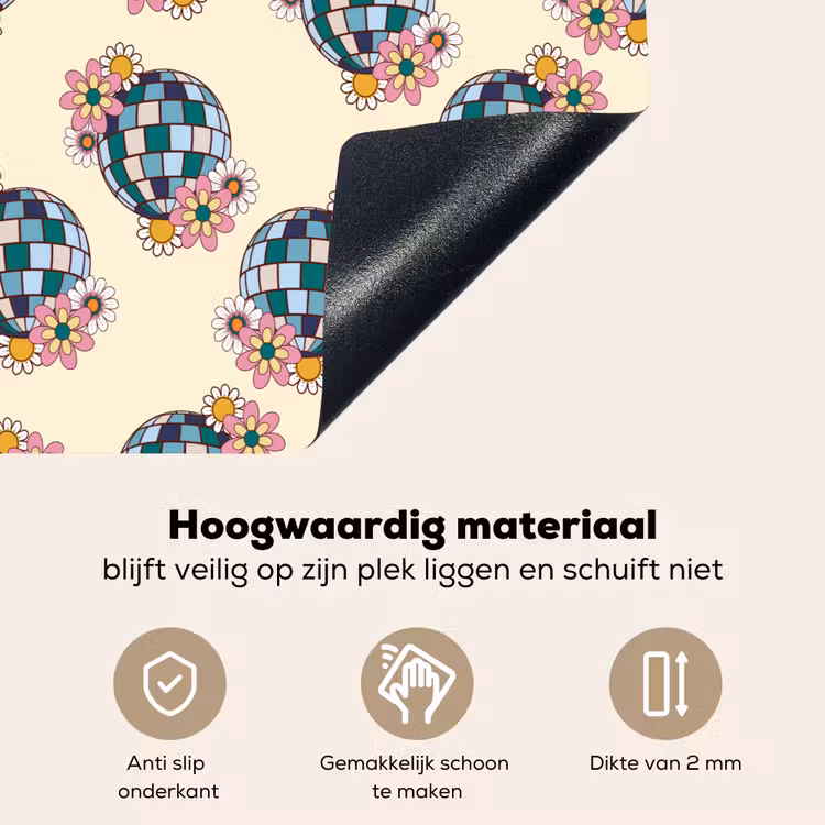 Retro - Disco - Bloemen - Discobal Inductie beschemer met haakjes klein 777 -ky-onderkant-nl