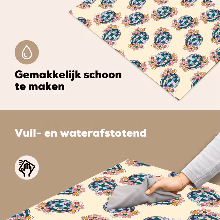 Retro - Disco - Bloemen - Discobal Inductie beschemer met haakjes klein 777 -ky-schoon-nl
