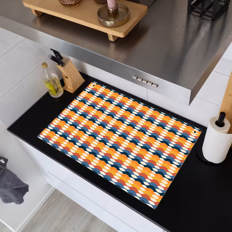 Retro - Disco - Golven Inductie beschemer met haakjes klein 777 -sfeer1