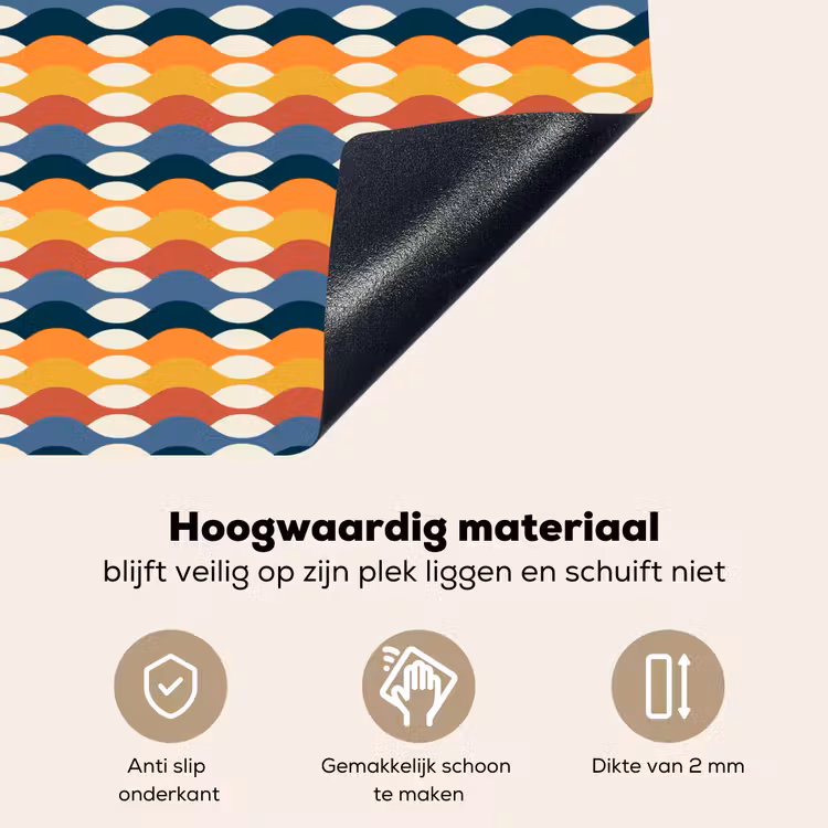 Retro - Disco - Golven Inductie beschemer met haakjes klein 777 -ky-onderkant-nl