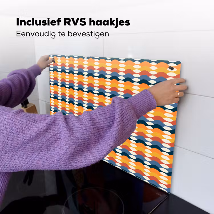 Retro - Disco - Golven Inductie beschemer met haakjes klein 777 -ky-ophangen-nl