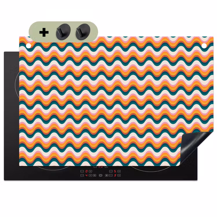 Retro - Disco - Golven - Kleur Inductie beschemer met haakjes klein 777 -3d