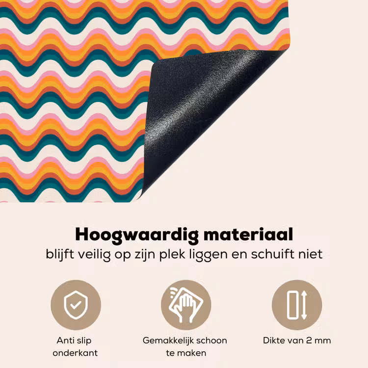 Retro - Disco - Golven - Kleur Inductie beschemer met haakjes klein 777 -ky-onderkant-nl
