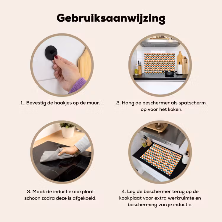 Retro - Disco - Golven - Kleur Inductie beschemer met haakjes klein 777 -ky-gebruik-nl