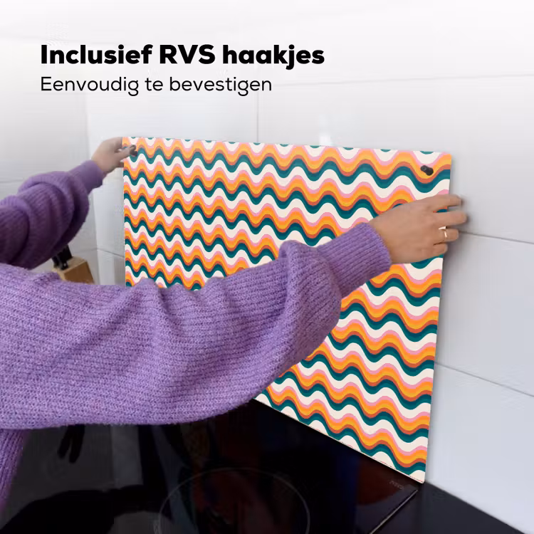 Retro - Disco - Golven - Kleur Inductie beschemer met haakjes klein 777 -ky-ophangen-nl