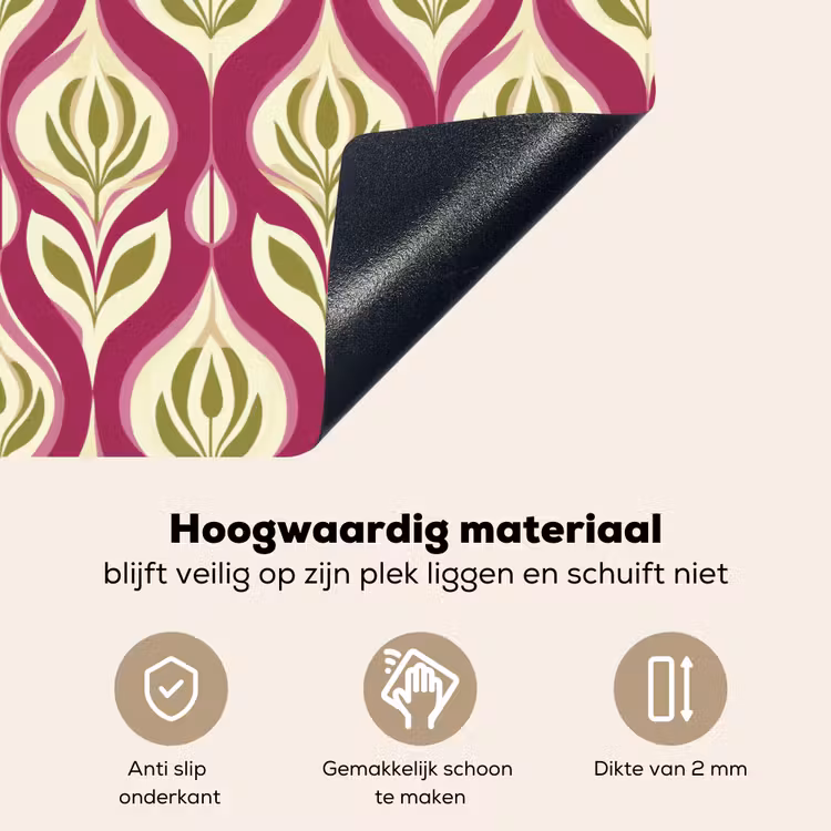 Retro - Floraal - Paars Inductie beschemer met haakjes klein 777 -ky-onderkant-nl
