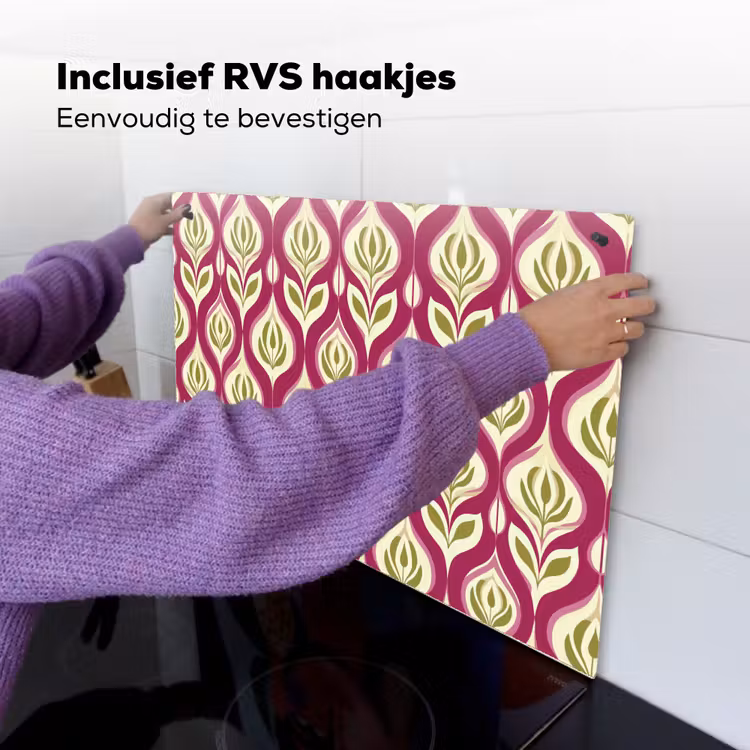 Retro - Floraal - Paars Inductie beschemer met haakjes klein 777 -ky-ophangen-nl