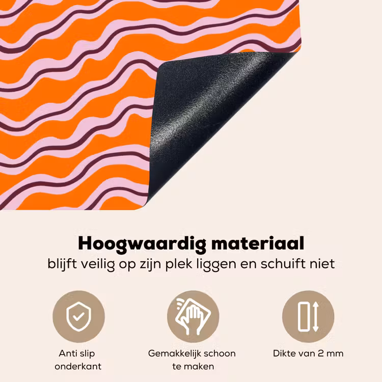Retro - Golvend - Oranje Inductie beschemer met haakjes klein 777 -ky-onderkant-nl
