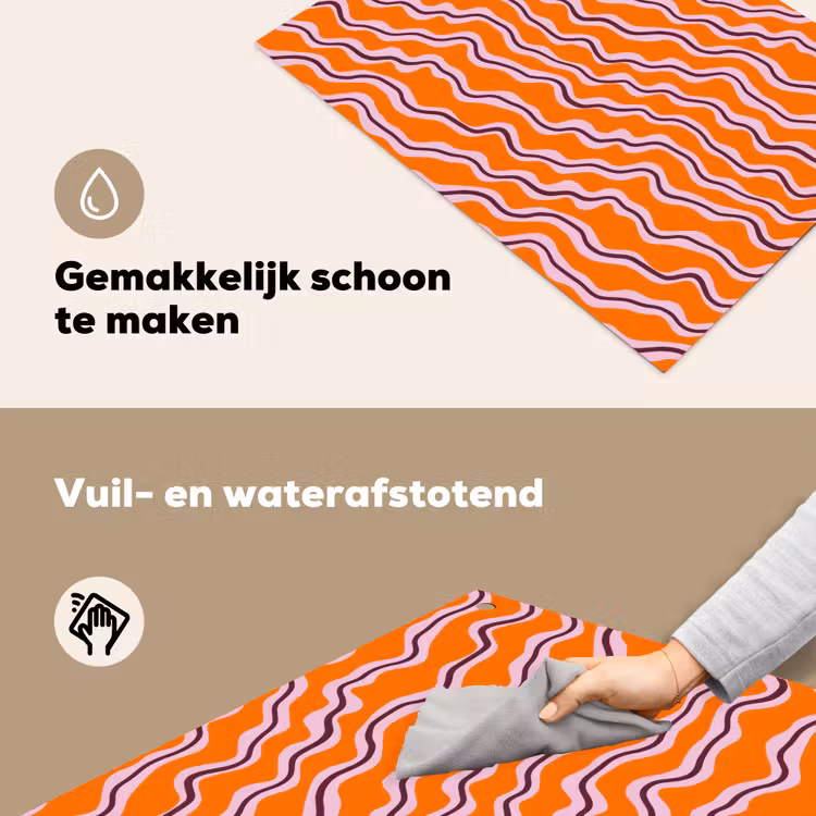 Retro - Golvend - Oranje Inductie beschemer met haakjes klein 777 -ky-schoon-nl