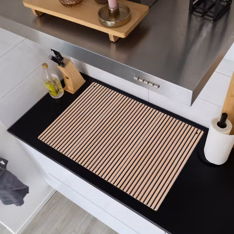 Retro - Hout - Plank - Naturel Inductie beschemer met haakjes klein -sfeer1