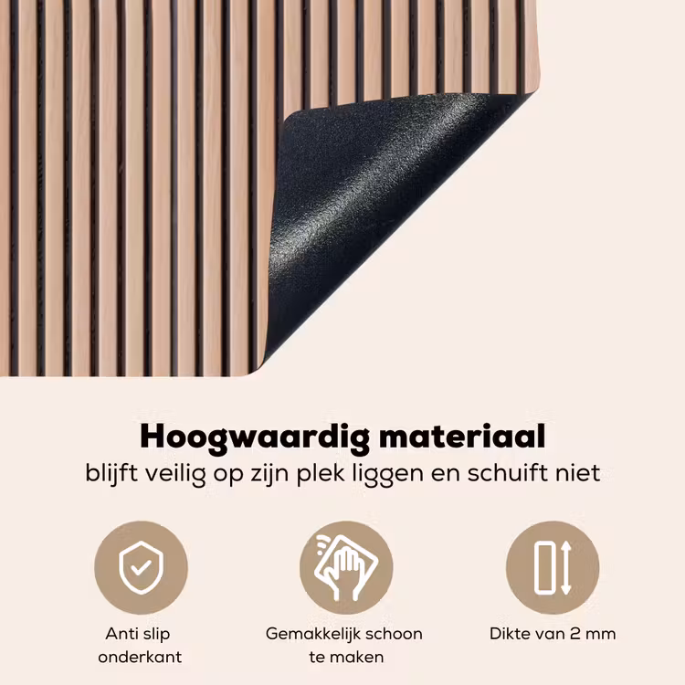 Retro - Hout - Plank - Naturel Inductie beschemer met haakjes klein -ky-onderkant-nl