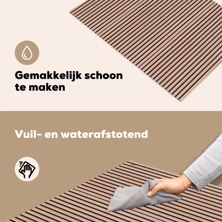 Retro - Hout - Plank - Naturel Inductie beschemer met haakjes klein -ky-schoon-nl