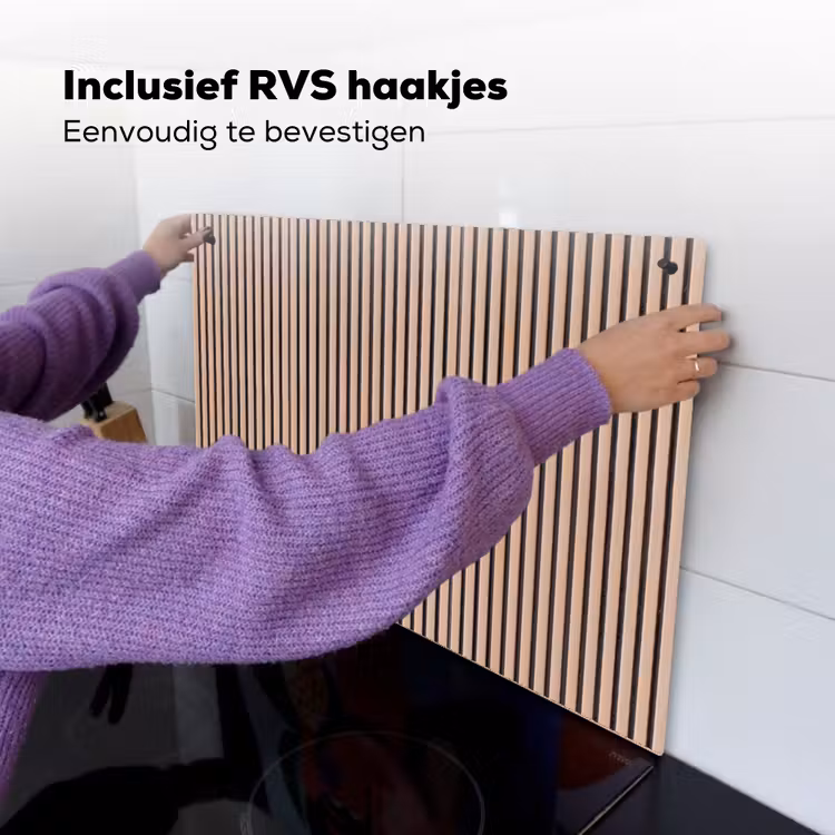 Retro - Hout - Plank - Naturel Inductie beschemer met haakjes klein -ky-ophangen-nl