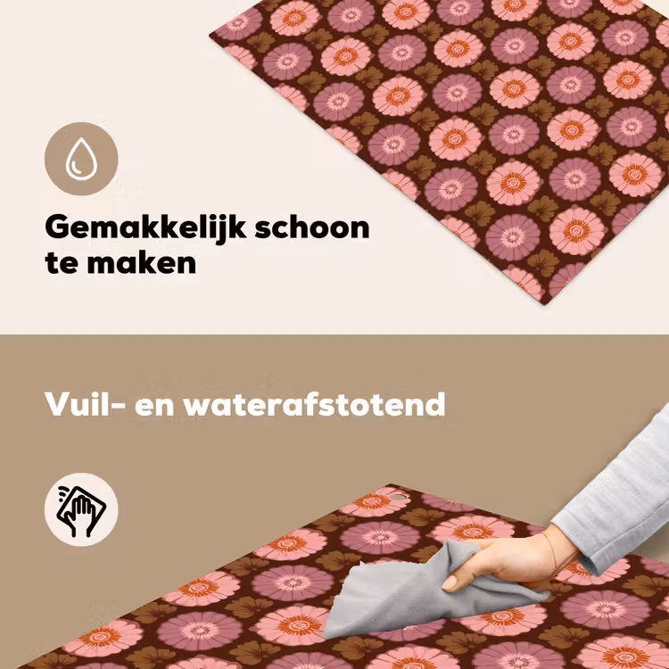 Retro - Madelief - Roze Inductie beschemer met haakjes klein 777 -ky-schoon-nl