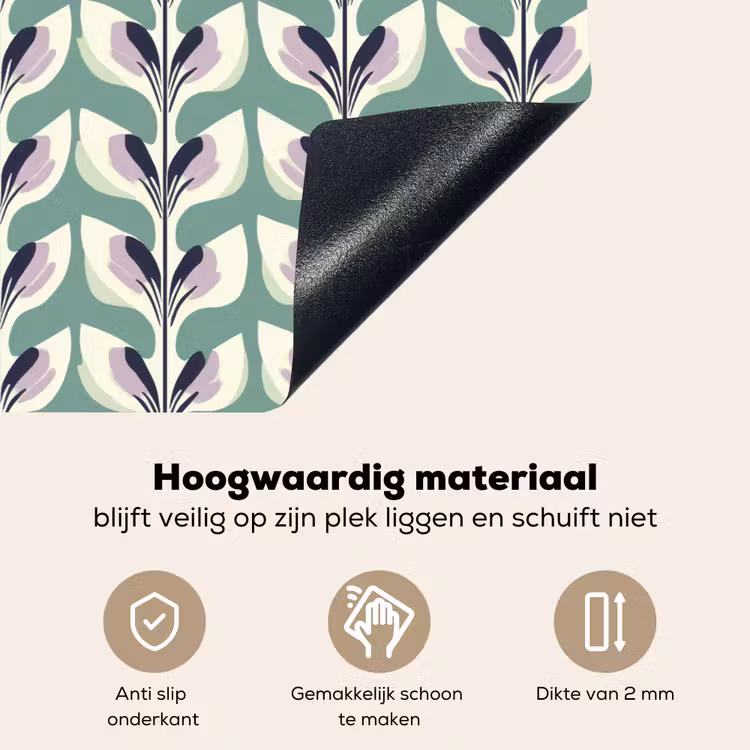 Retro - Modern - Groen Inductie beschemer met haakjes klein 777 -ky-onderkant-nl