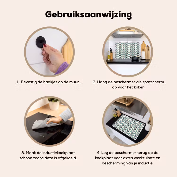 Retro - Modern - Groen Inductie beschemer met haakjes klein 777 -ky-gebruik-nl