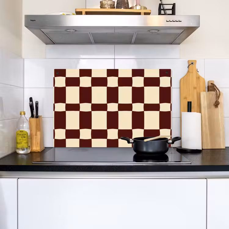 Retro - Patroon - Bruin Inductie beschemer met haakjes klein 777 -sfeer2
