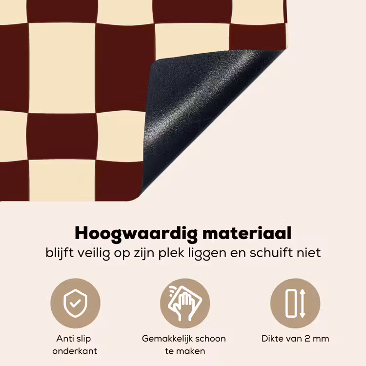 Retro - Patroon - Bruin Inductie beschemer met haakjes klein 777 -ky-onderkant-nl