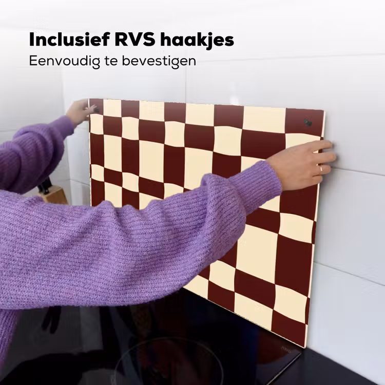 Retro - Patroon - Bruin Inductie beschemer met haakjes klein 777 -ky-ophangen-nl