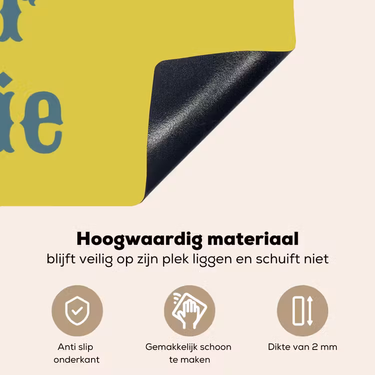 Ride or die - Geel - Blauw Inductie beschemer met haakjes klein -ky-onderkant-nl