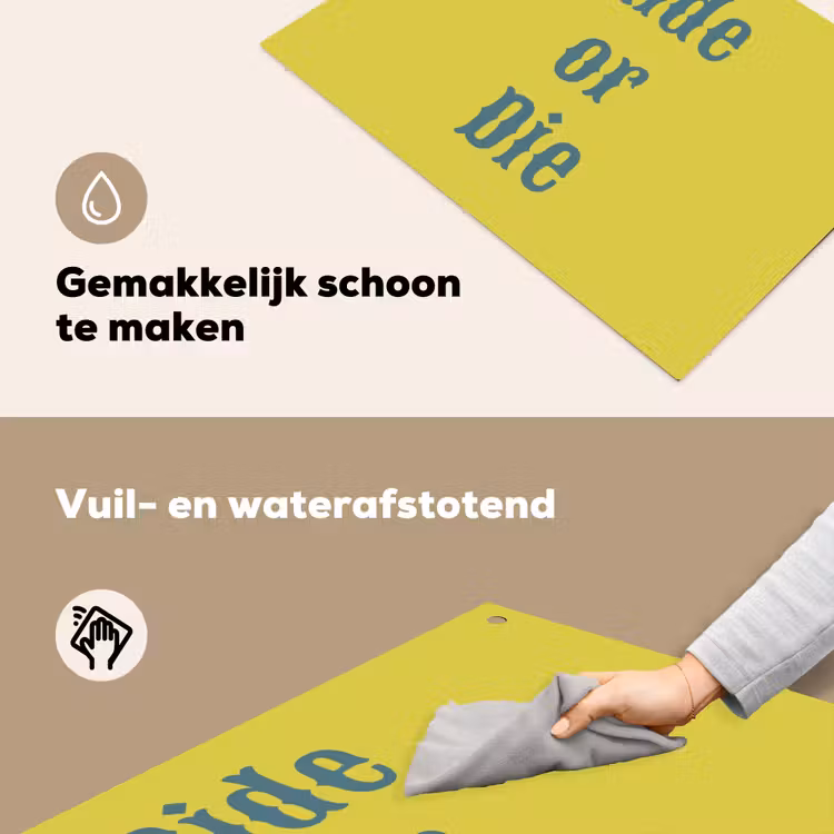 Ride or die - Geel - Blauw Inductie beschemer met haakjes klein -ky-schoon-nl