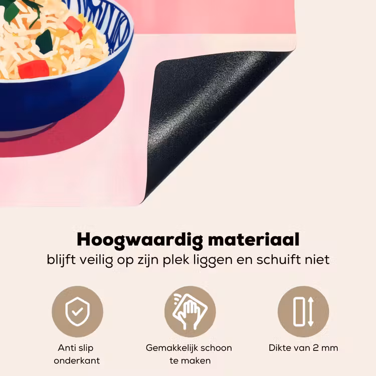 Rijst - Illustratie - Kom - Groente Inductie beschemer met haakjes klein -ky-onderkant-nl