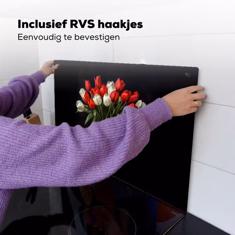 Rode - Bloemen - Tulpen - Vaas Inductie beschemer met haakjes klein -ky-ophangen-nl