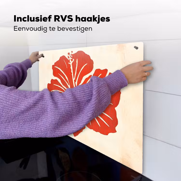 Rode hibiscusbloem - Textuur achtergrond - Beige Inductie beschemer met haakjes middel -ky-ophangen-nl