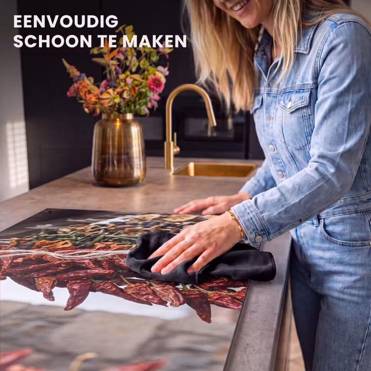 Inductiebeschermer & spatscherm (2in1) - Rode pepers - Eten - Rode pepers - Eten Inductie beschemer met haakjes klein