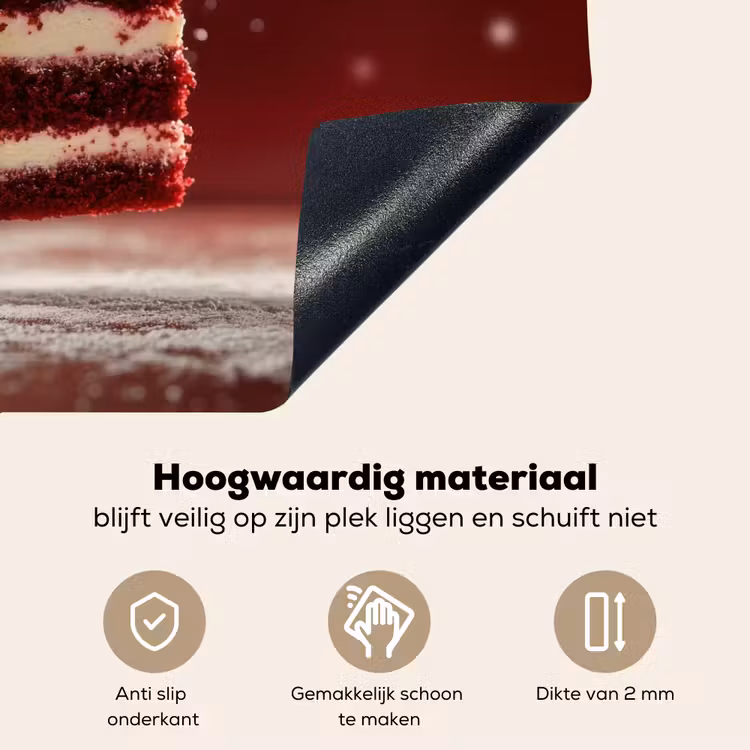 Rode - Velvet - Taart - Eten Inductie beschemer met haakjes klein -ky-onderkant-nl