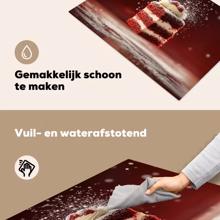 Rode - Velvet - Taart - Eten Inductie beschemer met haakjes klein -ky-schoon-nl