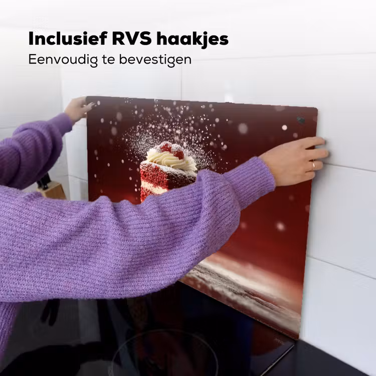 Rode - Velvet - Taart - Eten Inductie beschemer met haakjes klein -ky-ophangen-nl